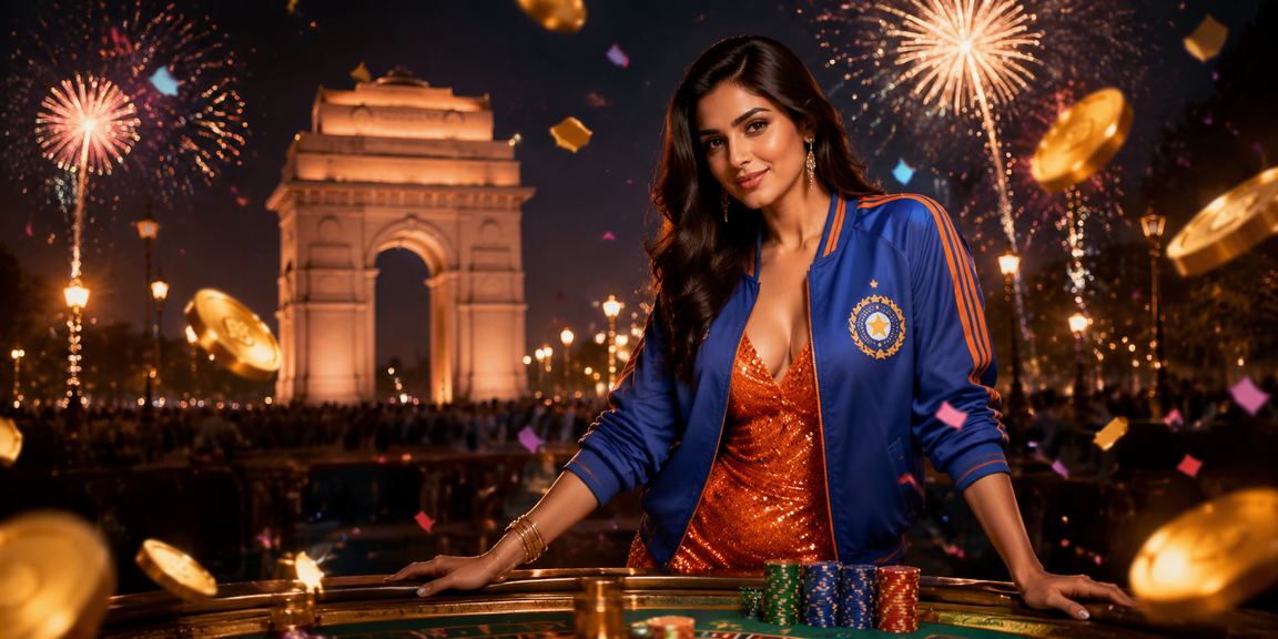 Delhi India Gate with cricket fans and online betting activity